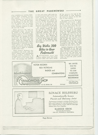 «The Great Paderewski» – Biographie détaillée (mais non signée) publiée dans le programme du récital donné par Paderewski le 9 avril 1939 au Civic Auditorium de San Francisco, accompagnée d'impressions du chef américain Walter Damrosch