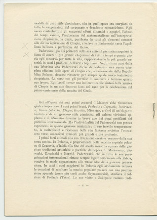 «Paderewski – saggio di una sintesi» [Essai d'une synthèse] – Brochure en italien de Matteo (ou Mateusz) Glinski (ou Hercenstein), tiré à part de «La Rassegna Musicale», éditée en 1941 chez Felice Le Monnier à Florence