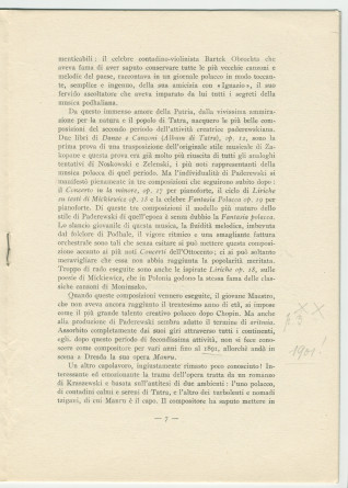 «Paderewski – saggio di una sintesi» [Essai d'une synthèse] – Brochure en italien de Matteo (ou Mateusz) Glinski (ou Hercenstein), tiré à part de «La Rassegna Musicale», éditée en 1941 chez Felice Le Monnier à Florence