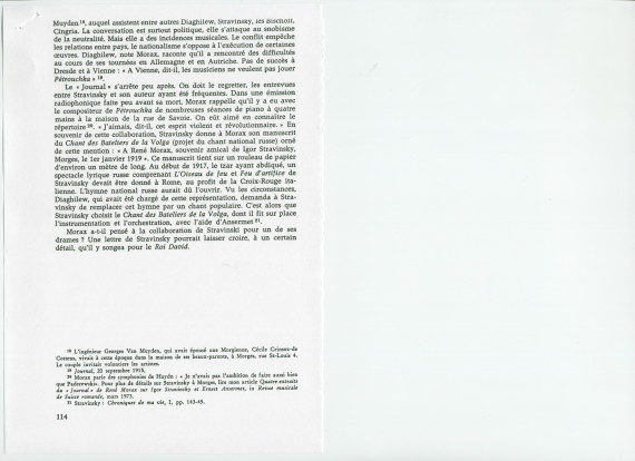 «Ignace Paderewski et Igor Stravinski» – Chapitre VIII du livre «René Morax et son temps» de Pierre Meylan, paru en 1973 aux Editions du Cervin