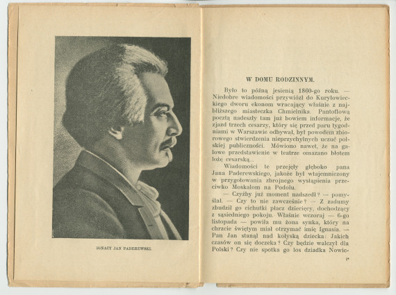 «Ignacy J. Paderewski» – Biographie en polonais à destination des écoliers rédigée par Henryk Opienski, parue à Lwów en 1933 sous la forme d'une petite brochure de 36 pages