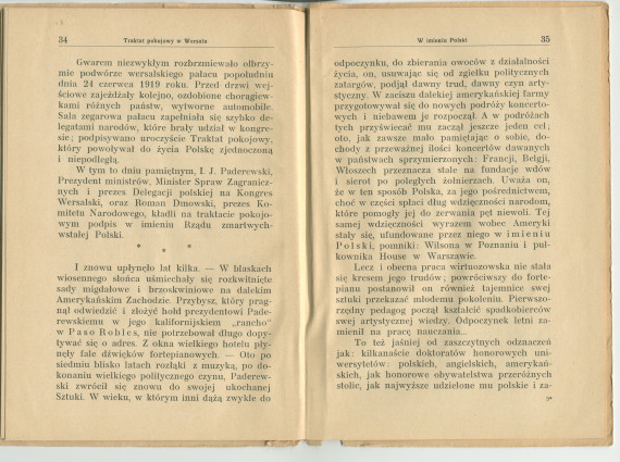 «Ignacy J. Paderewski» – Biographie en polonais à destination des écoliers rédigée par Henryk Opienski, parue à Lwów en 1933 sous la forme d'une petite brochure de 36 pages