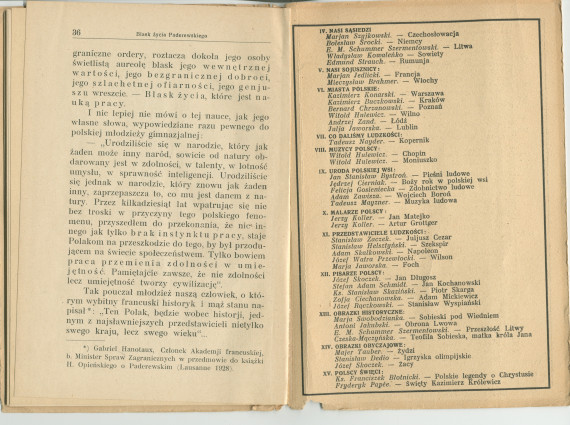 «Ignacy J. Paderewski» – Biographie en polonais à destination des écoliers rédigée par Henryk Opienski, parue à Lwów en 1933 sous la forme d'une petite brochure de 36 pages