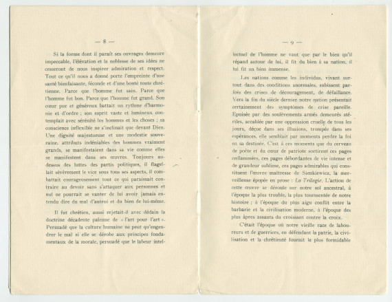 «Roi sans couronne et chef sans glaive» – Plaquette du discours prononcé par Paderewski le 20 octobre 1924 à Vevey à l'occasion de la translation des cendres de Henryk Sienkiewicz en Pologne, éditée à Lausanne en 1925