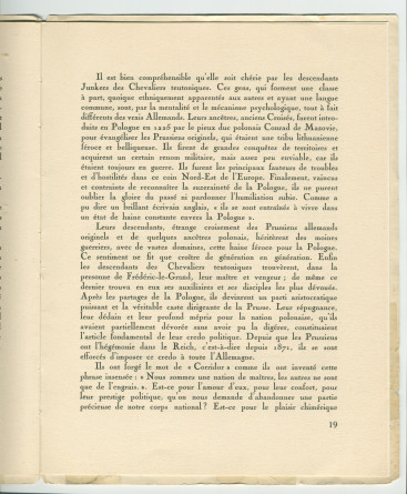«La Pologne et la Paix» – Plaquette de l'allocution prononcée par Paderewski le 18 mai 1932 au banquet donné en son honneur à l'Hôtel Astor, à New York, par la Chambre de commerce américano-polonaise, le «Civil Forum» et le Conseil des relations étrangère