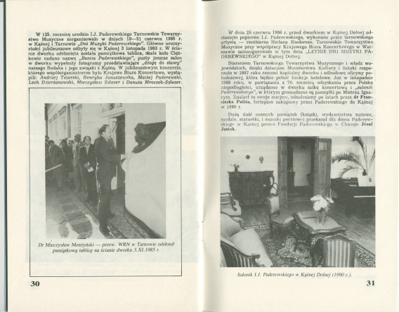 «Dom w ojczyznie – Ignacy Jan Paderewski w Kasnej Dolnej» [La maison dans sa patrie – IJP à Kasna Dolna] – Brochure de Franciszek Pulit éditée en 1990 par la Fondation Paderewski de Chicago