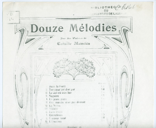 Partition de la mélodie n° 11 «L'ennemie» tirée des «Douze mélodies sur des poésies de Catulle Mendès» pour voix et piano op. 22 n° 12 de Paderewski (Au Ménestrel / Heugel & Cie, Paris – photocopie)