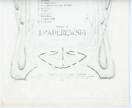 Partition de la mélodie n° 11 «L'ennemie» tirée des «Douze mélodies sur des poésies de Catulle Mendès» pour voix et piano op. 22 n° 12 de Paderewski (Au Ménestrel / Heugel & Cie, Paris – photocopie)