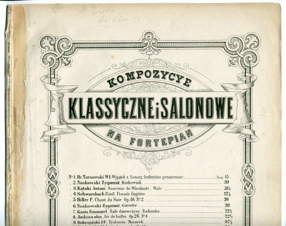 Partition de l'«Impromptu» en fa majeur pour piano (sans opus) de Paderewski (Sklad Nut Muzycznych Wr. Banarskiego, Varsovie – n° 16 d'un recueil de «Kompozycye Klassyczne i Salonowe na Fortepian» [collection de pièces classiques et de salon pour piano])
