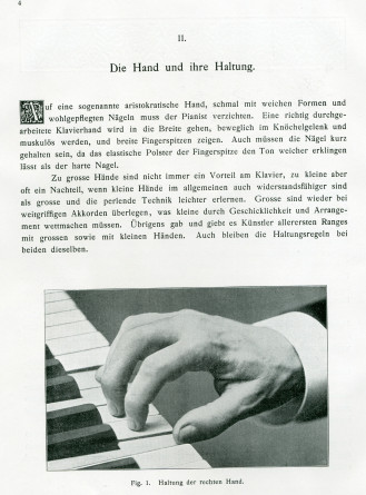 Partition de «Die Grundlage der Methode Leschetizky, mit Autorisation des Meisters herausgegeben von seiner Assistentin Malwin Brée, mit 47 Abbildungen der Hand Leschetitzkys» (B. Schott's Söhne, Mainz, 1902)