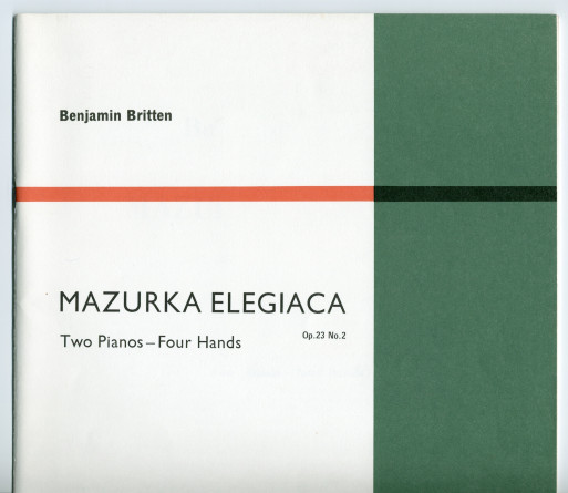 Partition de la «Mazurka Elegiaca, Two Pianos – Four Hands» op. 23 n° 2 de Benjamin Britten (1913-1976) – «in memoriam I. J. Paderewski» (Boosey & Hawkes, USA, 1942)