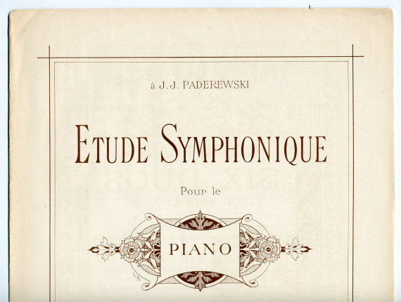 Partition de l'«Etude symphonique pour le piano» op. 28 de Cécile Chaminade (1857-1944) – «à J. J. Paderewski» [sic] (Enoch Frères & Costallat, Editeurs, Paris, 1890)