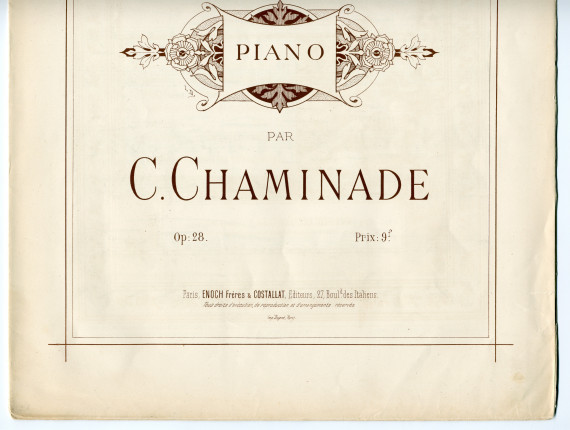 Partition de l'«Etude symphonique pour le piano» op. 28 de Cécile Chaminade (1857-1944) – «à J. J. Paderewski» [sic] (Enoch Frères & Costallat, Editeurs, Paris, 1890)