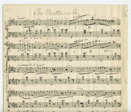 Partition manuscrite de «The Unattainable» pour piano (2 pleines pages) de Helen M. Coyle – «Composed Evening Dec. 30 1895»