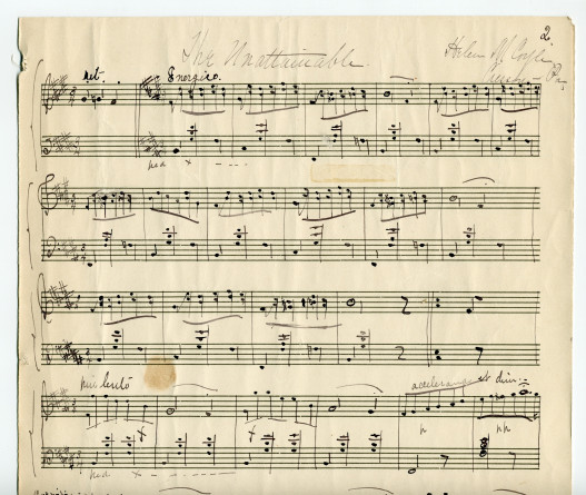 Partition manuscrite de «The Unattainable» pour piano (2 pleines pages) de Helen M. Coyle – «Composed Evening Dec. 30 1895»