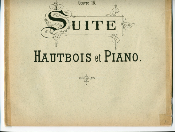 Partition de la Suite en ré mineur pour hautbois et piano op. 16 de Robert Martin Henriques (1858-1914) – «à Monsieur Olivo Krause» (Wilhelm Hansen, Editeur, Copenhague & Leipzig, 1901 [?] – 2 parties séparées)