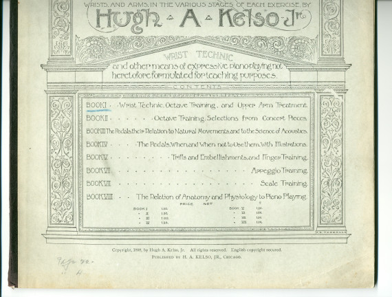 Partition de l'«Interpretative Technic, A New and Comprehensive Method of Piano-Playing, Based upon the Scientific Principles of Anatomy, Physiology, Acoustics and Psychology – Book I…» de Hugh A. Kelso Jr.