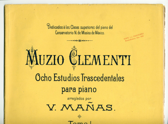 Partition de «Muzio Clementi, Ocho Estudios Trascedentales para piano arreglados por V(icente) Mañas (Orihuel (1858-1931)), Tomo I: Estudio No. 1-4 / Tomo II: Estudio No. 5-8»