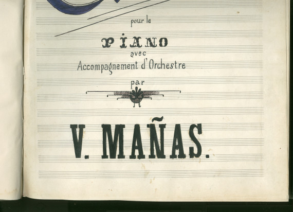 Partition (complète) du Concerto pour piano de Vicente Mañas Orihuel (1858-1931) – «To the celebrated pianist Mr. I. J. Paderewski, Admiration's homage» (manuscrit original – reliure cartonnée)