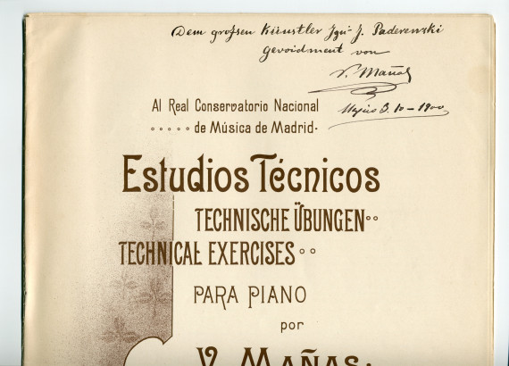 Partition des «Estudios Técnicos para piano» de Vicente Mañas Orihuel (1858-1931), Tomo I & II – «Al Real Conservatorio Naciola de Música de Madrid» (Otto y Arzoz, Mexico / Breitkopf & Härtel, 1898)