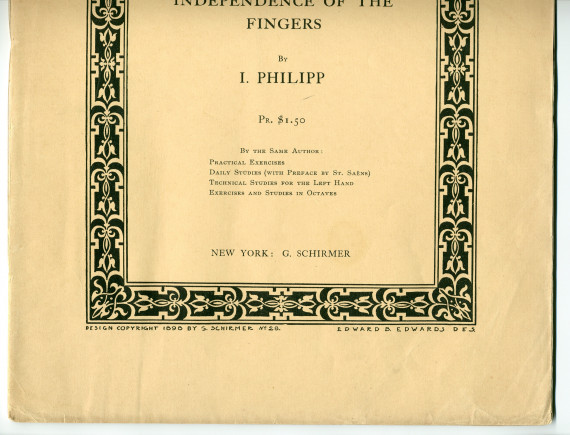 Partition des «Exercices for the Independance of the Fingers» d'Isidore Philipp (1863-1958) – «To I. J. Paderewski» (G. Schirmer, Londres, 1898)