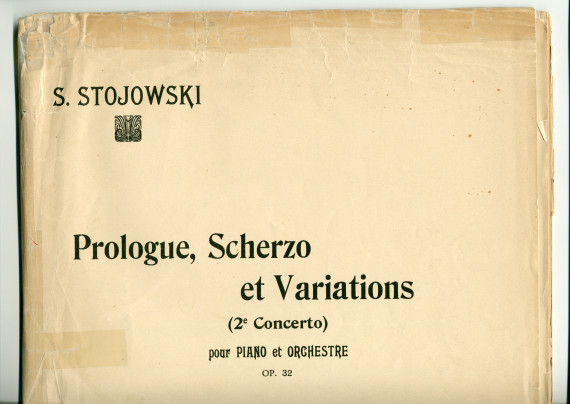 Partition du «Prologue, Scherzo et Variations (2e Concerto) pour piano et orchestre» [réduction de piano] op. 32 de Zygmunt Stojowski (1870-1946) – «au Maître Paderewski, Hommage d'affection reconnaissante» (Au Ménestrel / Heugel & Cie, Paris, 1914)