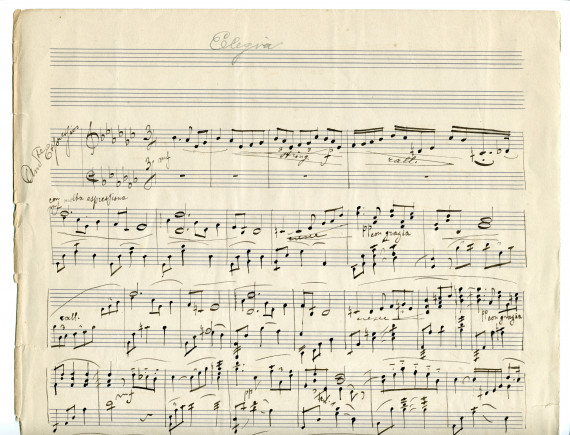 Manuscrit autographe de l'«Elegia» pour piano de A. Rovero [?] (2 pages)