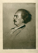 Dessin au charbon de Paderewski (de profil) réalisé par Boleslaw Szankowski