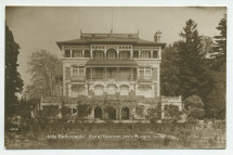 Carte postale avec légende représentant la «villa Paderewski» de Riond-Bosson depuis le sud (de face) – éditée par F. Regamey à Morges – avec au verso message en polonais rédigé vraisemblablement par Barbara et son fils Ignace Obuchowicz