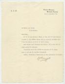 Lettre dactylographiée sur papier «I. J. P. Riond-Bosson» adressée par Paderewski au Bureau des Postes de Tolochenaz au moment du départ pour l'Amérique, le 17 septembre 1940