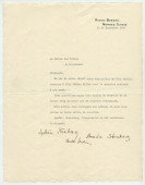 Lettre dactylographiée sur papier «I. J. P. Riond-Bosson» adressée par Sylwin Strakacz, secrétaire de Paderewski, son épouse Aniela et leur fille Anne («Anelka»), au Bureau des Postes de Tolochenaz au moment du départ pour l'Amérique, le 23 septembre 1940