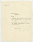 Lettre dactylographiée sur papier «I. J. P. Riond-Bosson» adressée par Antonina Wilkonska, sœur de Paderewski, au Bureau des Postes de Tolochenaz au moment du départ pour l'Amérique, le 17 septembre 1940