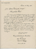 Lettre adressée par le «Vorsitzende» [président] du Verein Beethoven-Haus à Bonn, Prof. Dr. H. Rauff, à Paderewski, à Morges, le 24 mars 1903
