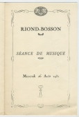 Programme dédicacé d'une séance de musique donnée à Riond-Bosson le 26 août 1931 par cinq élèves de Paderewski