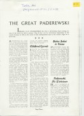 «The Great Paderewski» – Biographie détaillée (mais non signée) publiée dans le programme du récital donné par Paderewski le 9 avril 1939 au Civic Auditorium de San Francisco, accompagnée d'impressions du chef américain Walter Damrosch