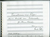 Partition des «Variationen und Fuge über ein Menuett von Paderewski für kleines Orchester» de Karl Etti – d'après le «Menuet» tiré du cahier I (antique) des «Humoresques de concert» pour piano op. 14 n° 1 (Ed. Bote & G. Bock, Berlin)