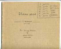 Partition de la transcription manuscrite pour orchestre à cordes par Alfred Pochon du «Thème varié» tiré des «Miscellanea, série de morceaux pour piano» op. 16 n° 3 de Paderewski (Ed. Bote & G. Bock, Berlin)