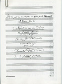 Partition manuscrite (photocopie) de la transcription pour piano par Ronald Stevenson de la mélodie n° 11 «L'amour fatal» tirée des «Douze mélodies sur des poésies de Catulle Mendès» pour voix et piano op. 22 n° 1 de Paderewski