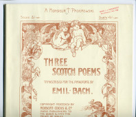 Partition des «Three Scotch Poems transcribed for the Pianoforte» de [Leonhard] Emil Bach (1849-1902) – «à Monsieur I. Paderewski» (Robert Cocks & Co., Londres, 1895)