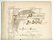 Partition de la deuxième des «Trois Mélodies» de Paul Bruneau, «Sonnet aux Etoiles», sur un poème de Robert Myriel – «À Madame Louise Planès» (André, Editeur, Paris) – dédicace manuscrite à Paderewski: «Hommage respectueux»