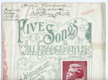 Partition du premier des «Five Songs» op. 11 de Will George Butler (1876-1955), «Wiegenlied» avec violon obligé (Lyon & Healy, Chicago, 1901) – dédicace manuscrite «To I. J. Paderewski, very sincerely»