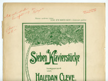 Partition des «Sieben Klavierstücke» op. 1 de Halfdan Cleve (1879-1951) – «Meinem verehrten Lehrer Herrn Otto Winter-Hjelm in Dankbarkeit gewidmet» (Albert Stahl, Berlin, 1900 [?])