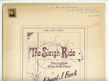 Partition de «The Sleigh-Ride, Descriptive Piano-Forte Piece» op. 68 d'Edward J. Finck – «To Miss Lillie C. Mock» (Edward Schuberth & Co., New York, 1899) – dédicace manuscrite «An Herrn Ignaz Paderewski, zur freundlichen Erinnerung vom 11. April 1900»