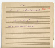 Partition manuscrite pour piano (2 pages / 3 systèmes) de C. Grunewald – «To I. J. Paderewski, with compliments of one of your many admirers»
