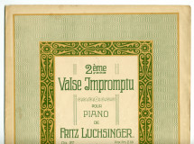Partition de la «2e Valse Impromptu pour piano» op. 27 de Fritz Luchsinger – «à M. I. J. Paderewski» («Propriété de l'auteur, En commission chez Messieurs Gebrübder Hug & Co., Leipzig & Zürich»)