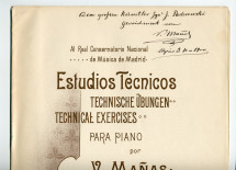 Partition des «Estudios Técnicos para piano» de Vicente Mañas Orihuel (1858-1931), Tomo I & II – «Al Real Conservatorio Naciola de Música de Madrid» (Otto y Arzoz, Mexico / Breitkopf & Härtel, 1898)