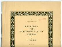 Partition des «Exercices for the Independance of the Fingers» d'Isidore Philipp (1863-1958) – «To I. J. Paderewski» (G. Schirmer, Londres, 1898)