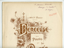 Partition de la «Berceuse pour piano» de M. Vouga – «à Mlle C. Dimier» (Vouga & Co., Editeurs, Genève) – dédicace manuscrite «À Monsieur Paderewski, hommage de l'auteur»