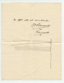 Billet manuscrit signé de Paderewski – «en effet elle est excellente» – avec portée de musique?