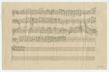 Esquisse musicale au crayon de Paderewski – au recto sur deux portées (piano), au verso sur une (violon?)